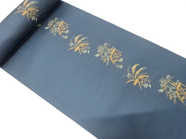 JAPANESE KIMONO / ANTIQUE BOLT FOR NAGOYA OBI / WOVEN BAMBOO GRASS